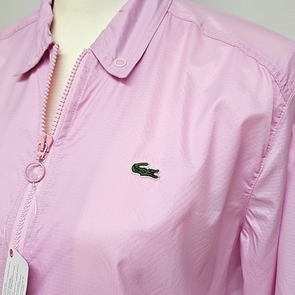 Lacoste Women's Soft Pink Rose Wind Breaker Zip Front Jacket Size 12 New W/Tag - Picture 2 of 13